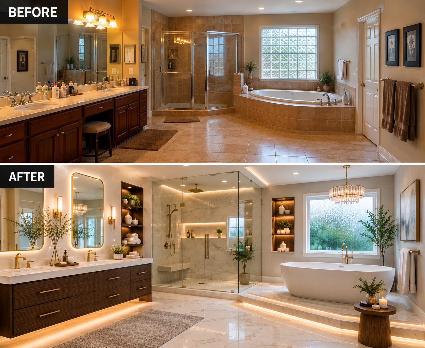 Luxury bathroom remodel before and after transformation