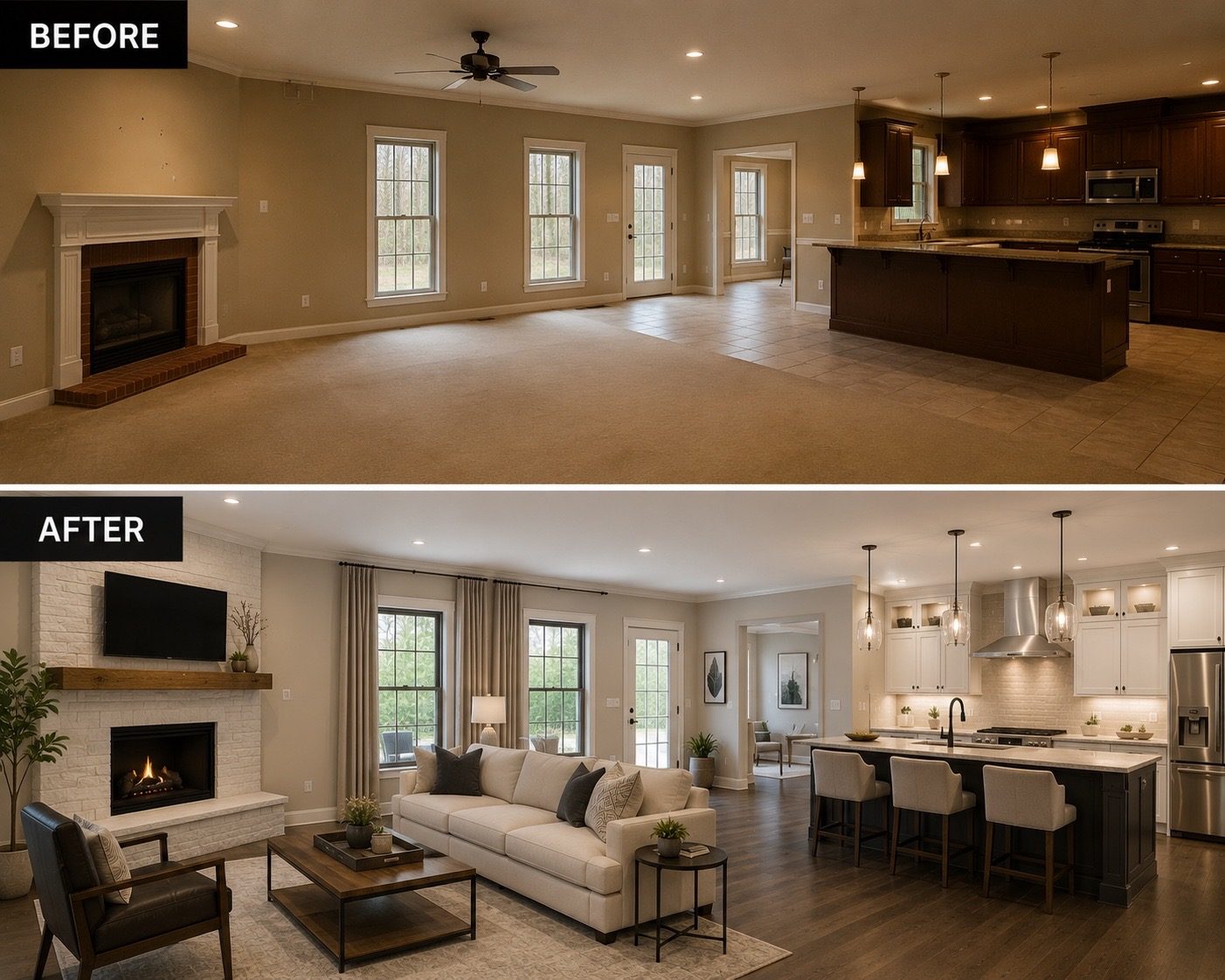 General home remodeling before and after transformation