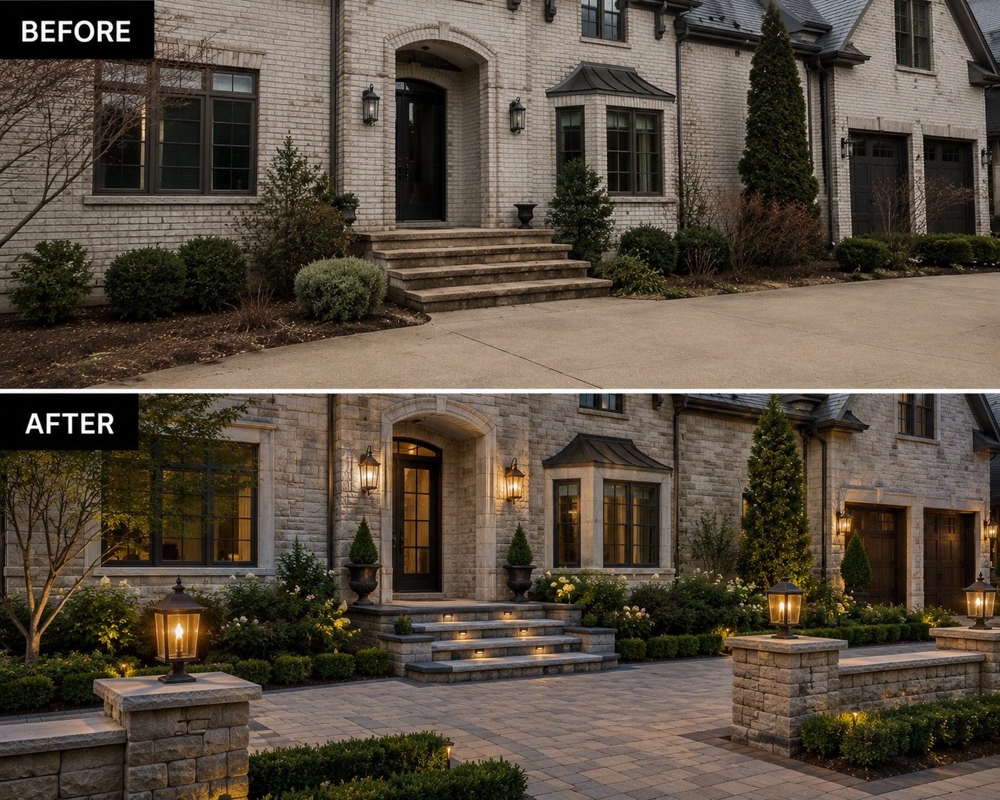 Masonry and brickwork before and after transformation