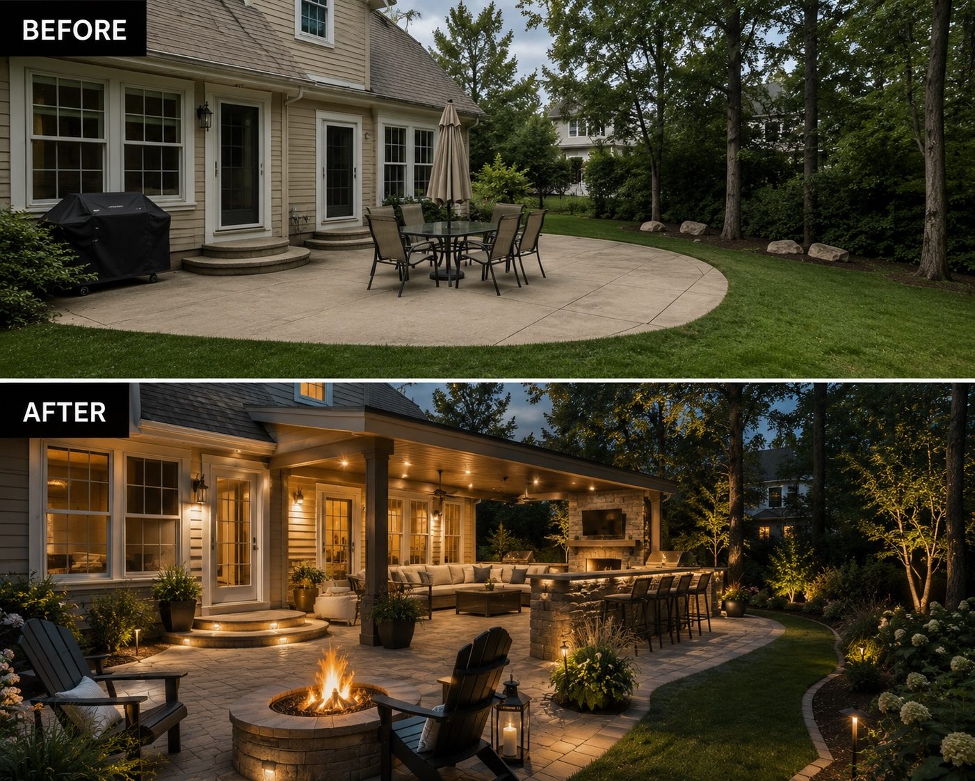 Outdoor living transformation before and after