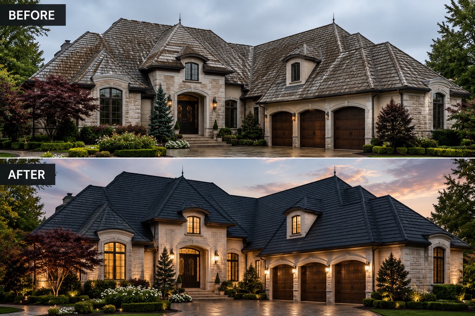 Roof refresh before and after transformation