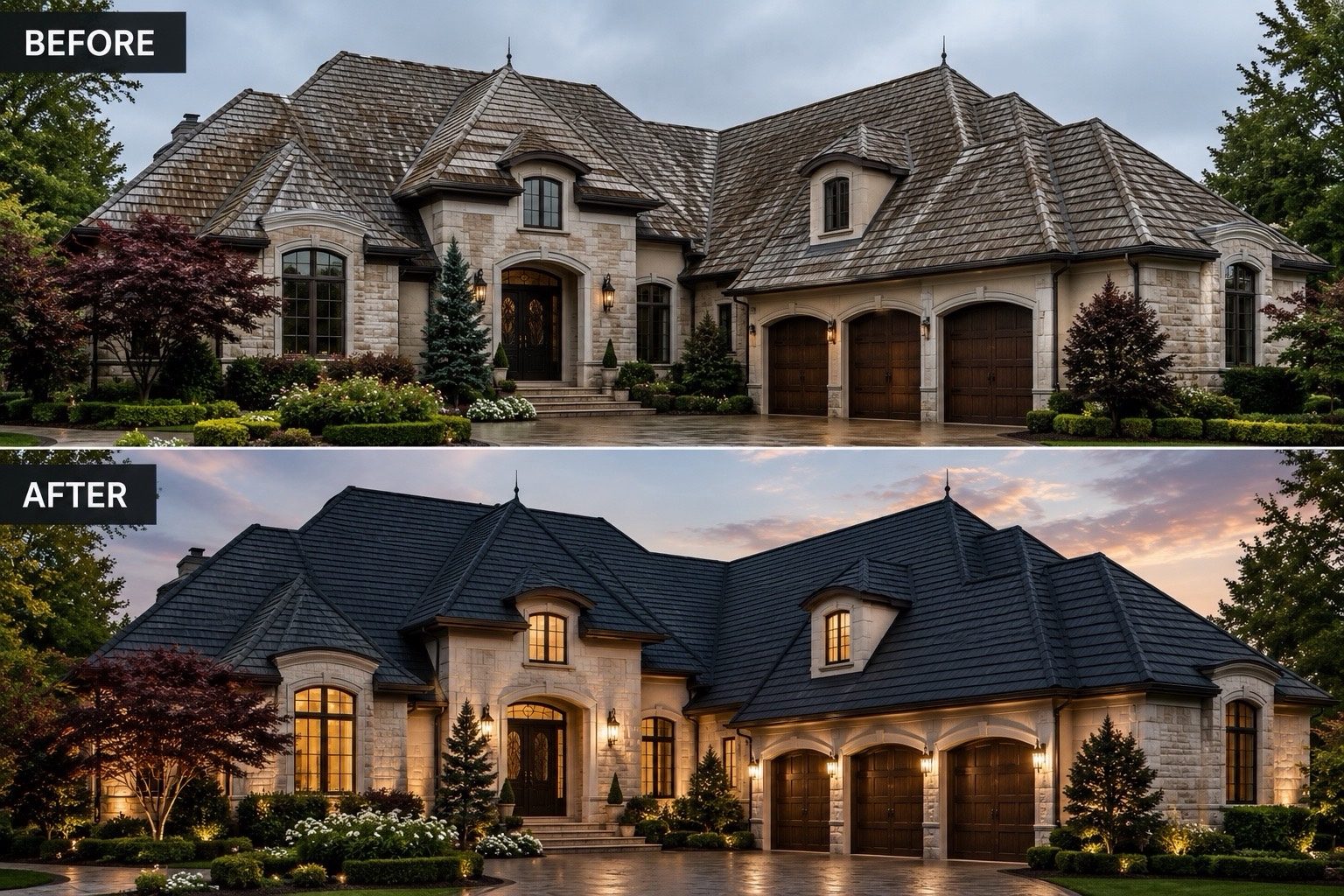 Roof refresh before and after transformation